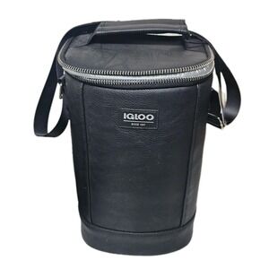 Igloo Luxe Collection 2-Bottle Wine Cooler Bag Black Insulated Crossbody Leather